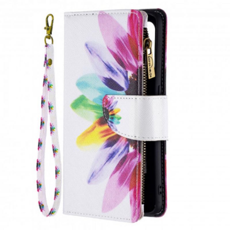 Custodia in pelle Oppo A94 5G Tasca Con Zip A Fiore