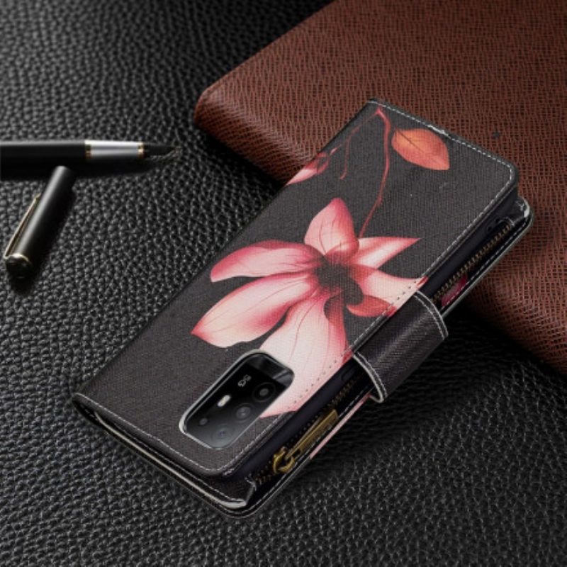 Custodia in pelle Oppo A94 5G Tasca Con Zip A Fiore