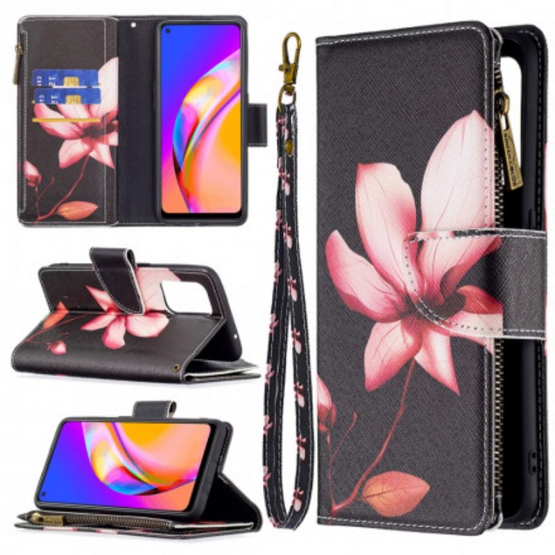 Custodia in pelle Oppo A94 5G Tasca Con Zip A Fiore