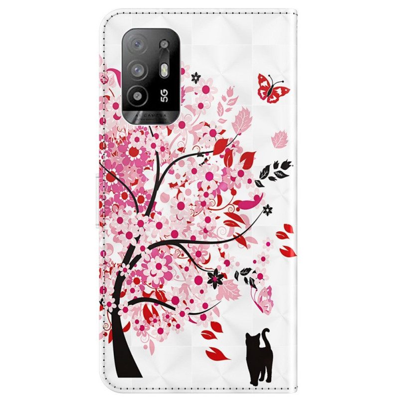 Folio Cover Oppo A94 5G Albero Di Rose Con Cordino