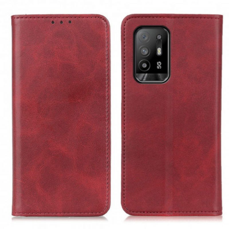 Folio Cover Oppo A94 5G Custodia in pelle Pelle Crosta Eleganza