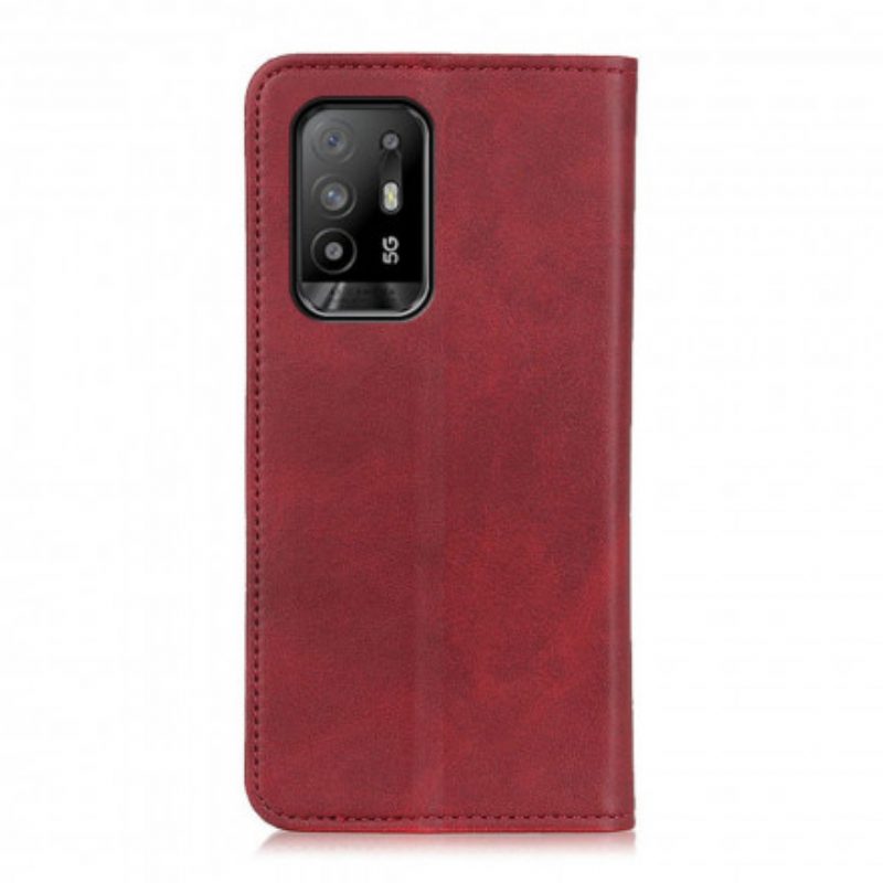 Folio Cover Oppo A94 5G Custodia in pelle Pelle Crosta Eleganza