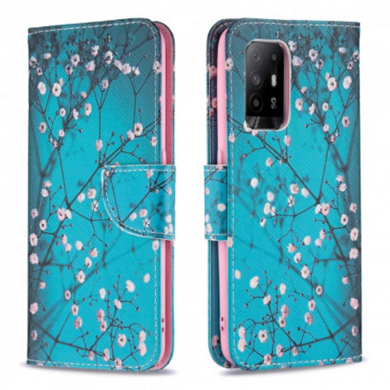 Folio Cover Oppo A94 5G Custodia in pelle Rami Fioriti