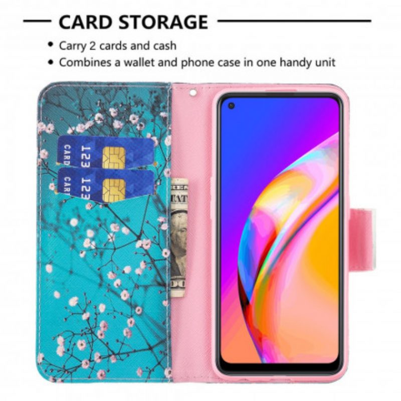 Folio Cover Oppo A94 5G Custodia in pelle Rami Fioriti