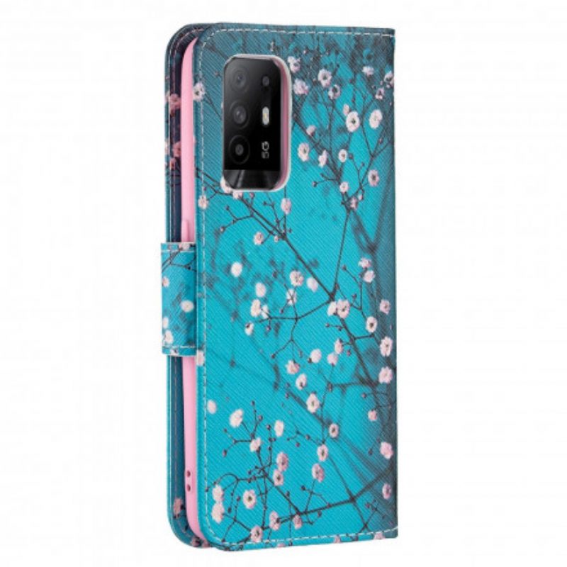 Folio Cover Oppo A94 5G Custodia in pelle Rami Fioriti