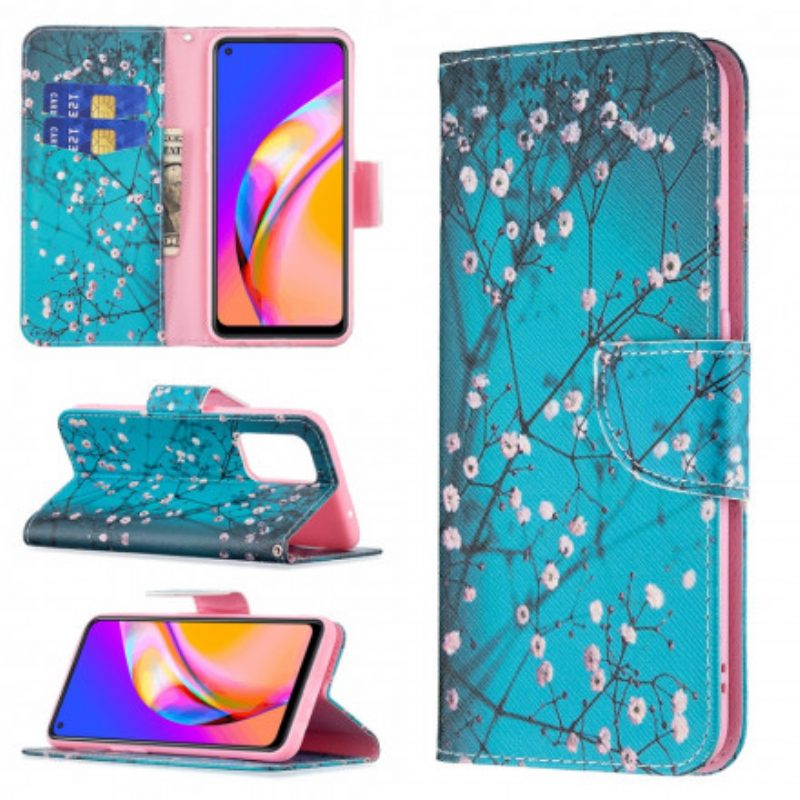 Folio Cover Oppo A94 5G Custodia in pelle Rami Fioriti