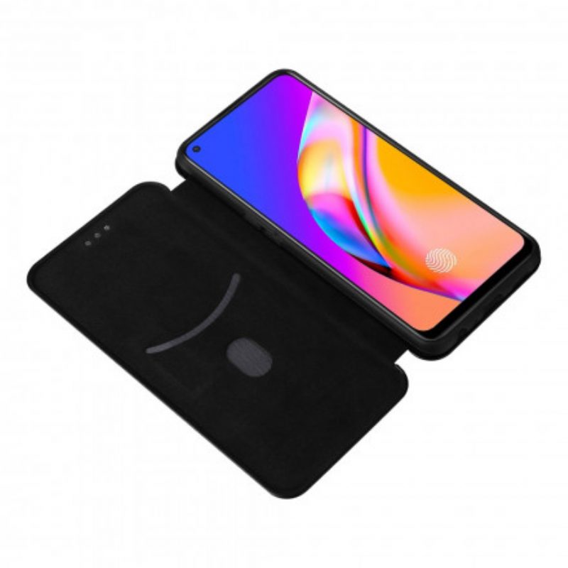 Folio Cover Oppo A94 5G Custodia in pelle Silicone Colorato Al Carbonio