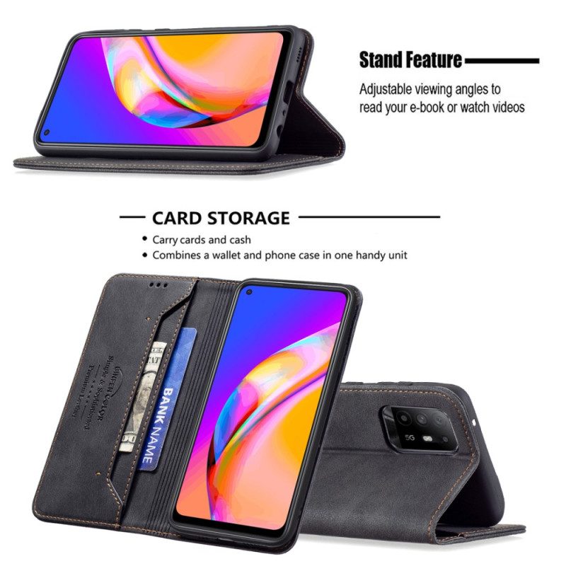 Folio Cover Oppo A94 5G Custodia in pelle Similpelle