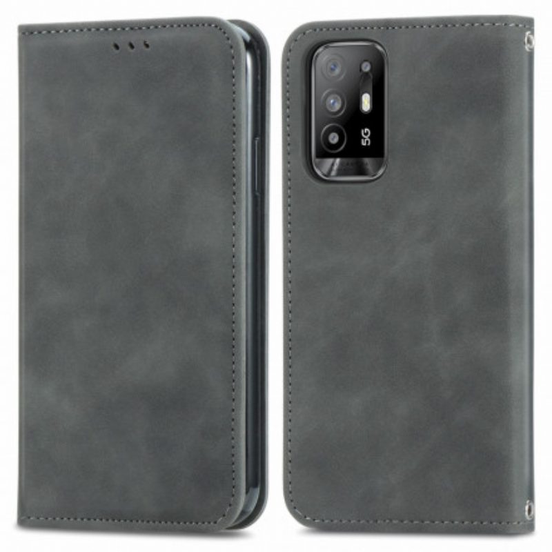 Folio Cover Oppo A94 5G Custodia in pelle Tocco Di Pelle