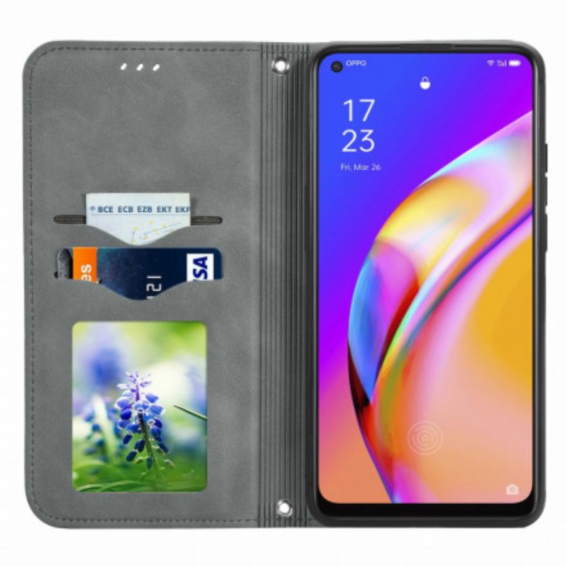 Folio Cover Oppo A94 5G Custodia in pelle Tocco Di Pelle