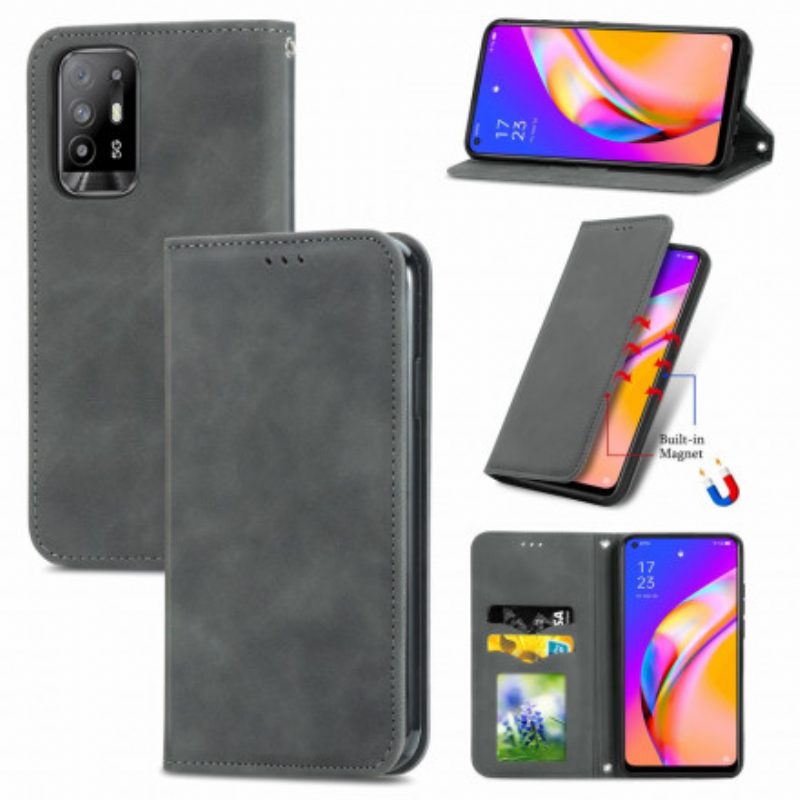 Folio Cover Oppo A94 5G Custodia in pelle Tocco Di Pelle