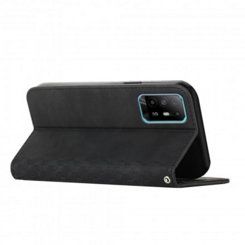 Folio Cover Oppo A94 5G Custodia in pelle Tocco Di Pelle In Stile Cubico