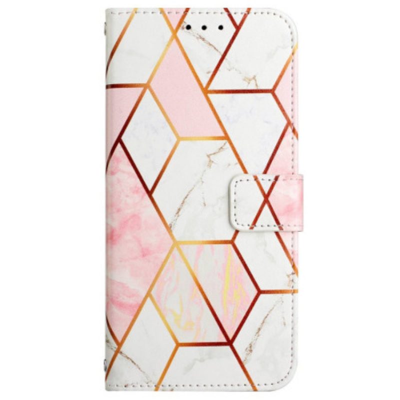 Folio Cover Oppo A94 5G Marmo Geometrico Con Cinturino