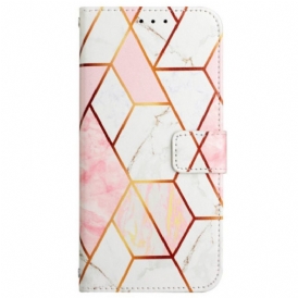 Folio Cover Oppo A94 5G Marmo Geometrico Con Cinturino