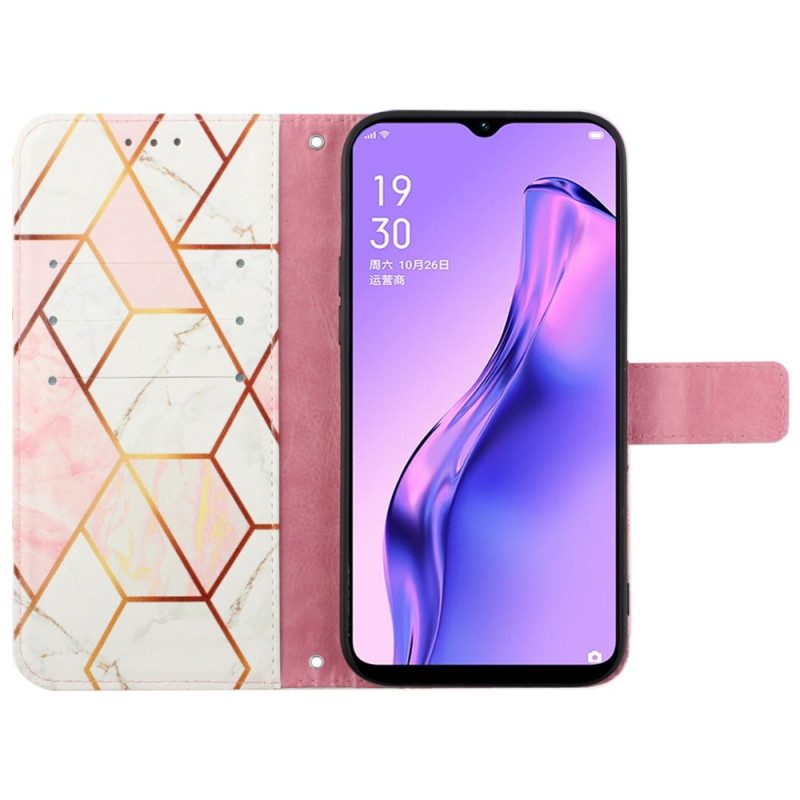 Folio Cover Oppo A94 5G Marmo Geometrico Con Cinturino