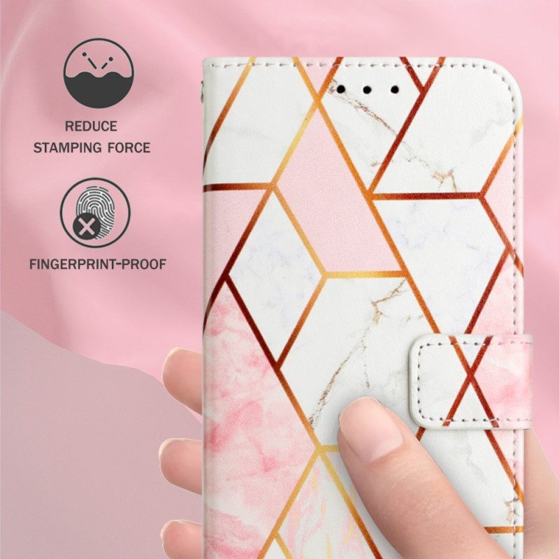 Folio Cover Oppo A94 5G Marmo Geometrico Con Cinturino