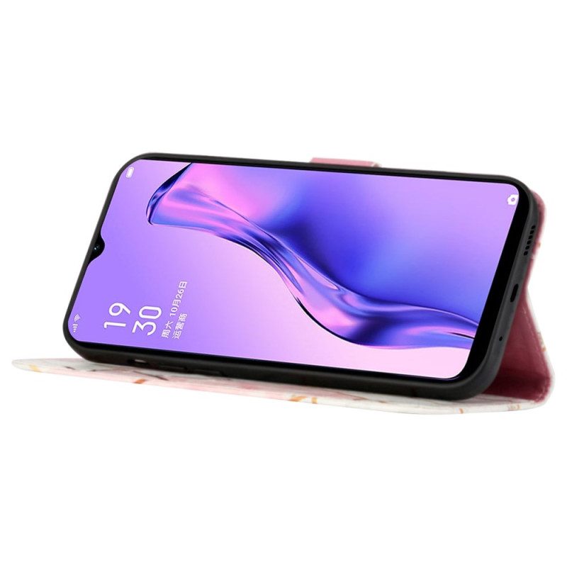 Folio Cover Oppo A94 5G Marmo Geometrico Con Cinturino