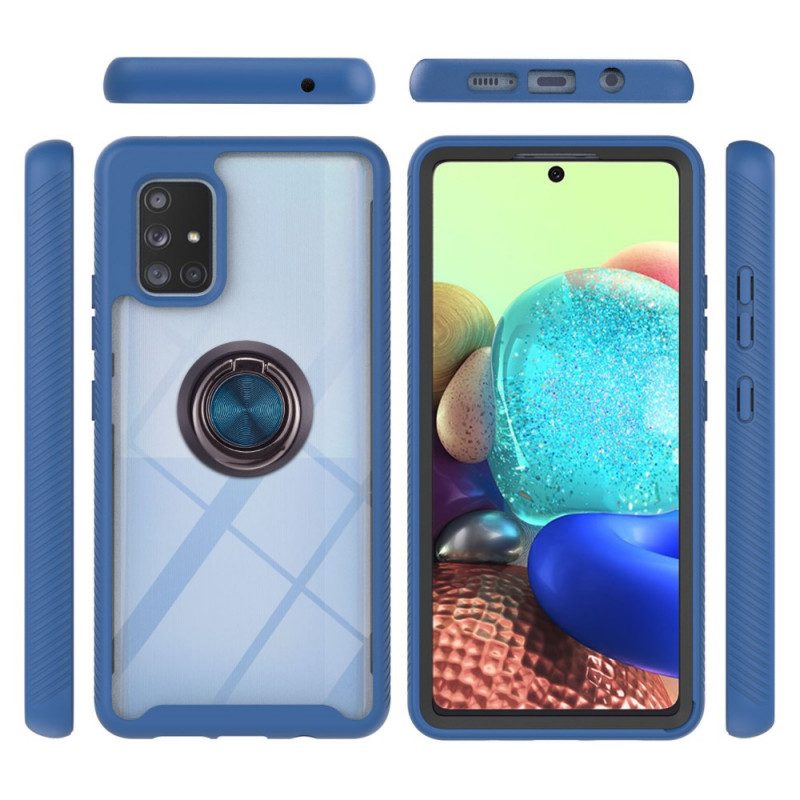 Cover Samsung Galaxy A71 5G Ibrido Contorno Colorato Con Anello