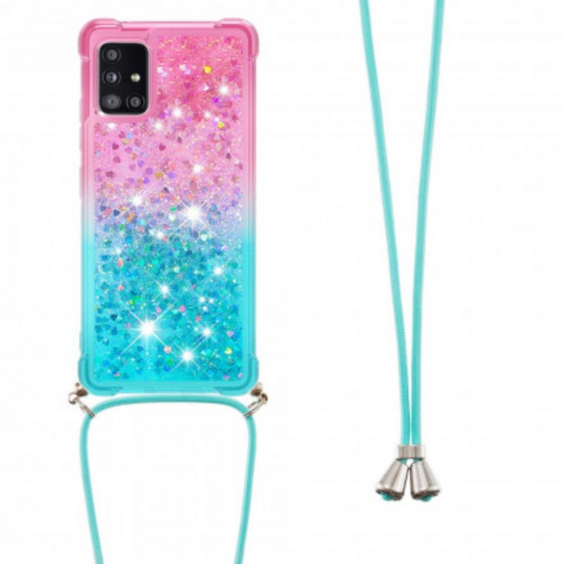 Cover Samsung Galaxy A71 5G Paillettes E Cordoncino In Silicone