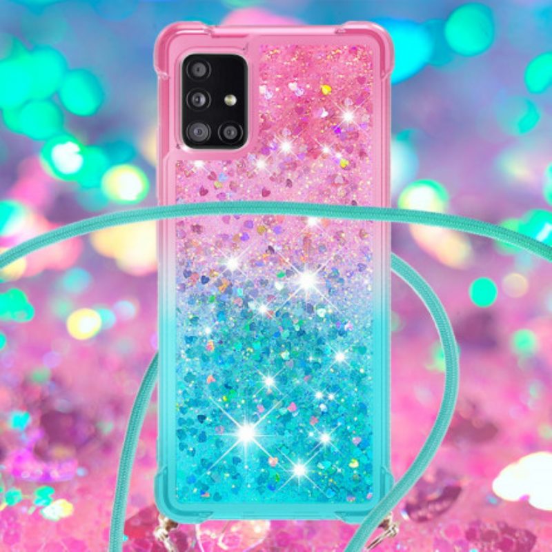 Cover Samsung Galaxy A71 5G Paillettes E Cordoncino In Silicone