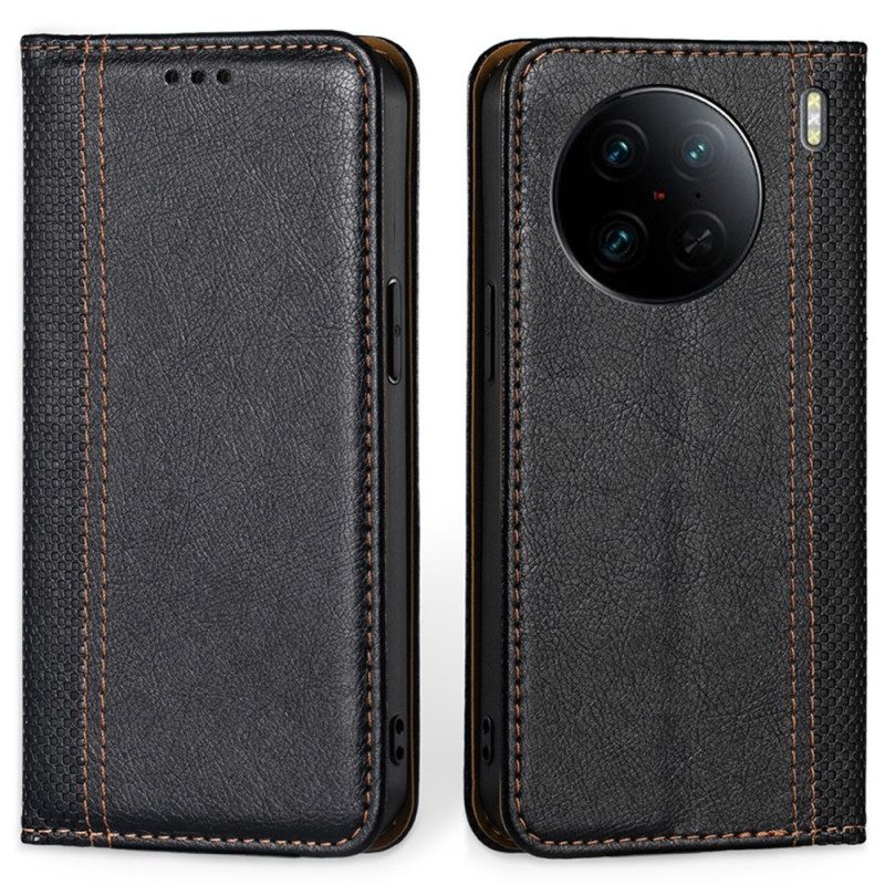 Folio Cover Vivo X90 Pro Custodia in pelle Ecopelle Vintage