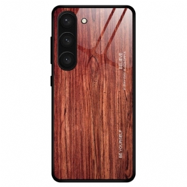 Cover Samsung Galaxy S23 Plus 5G Design In Legno Vetro Temperato