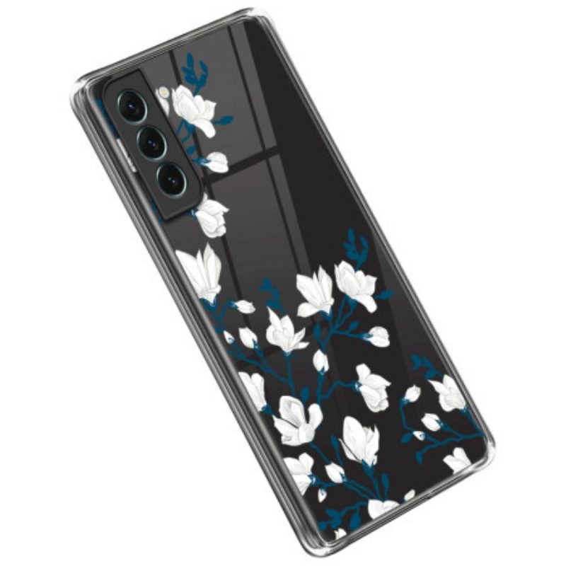 Cover Samsung Galaxy S23 Plus 5G Fiori Bianchi Senza Soluzione Di Continuità