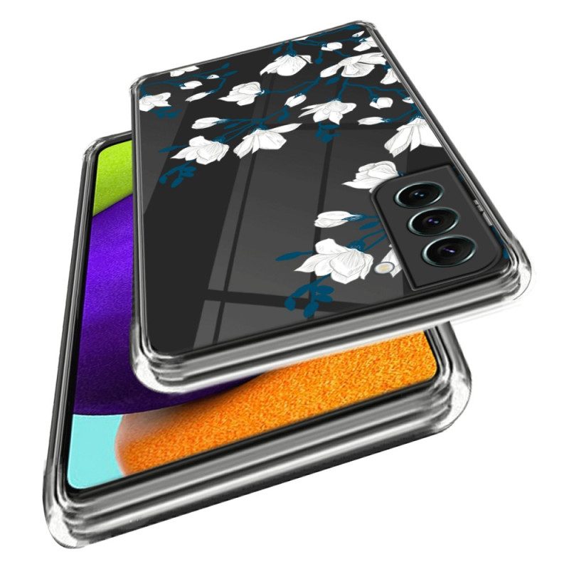 Cover Samsung Galaxy S23 Plus 5G Fiori Bianchi Senza Soluzione Di Continuità