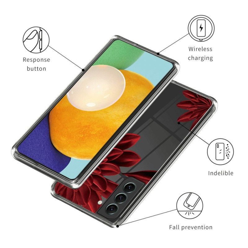 Cover Samsung Galaxy S23 Plus 5G Fiori Rossi Senza Soluzione Di Continuità