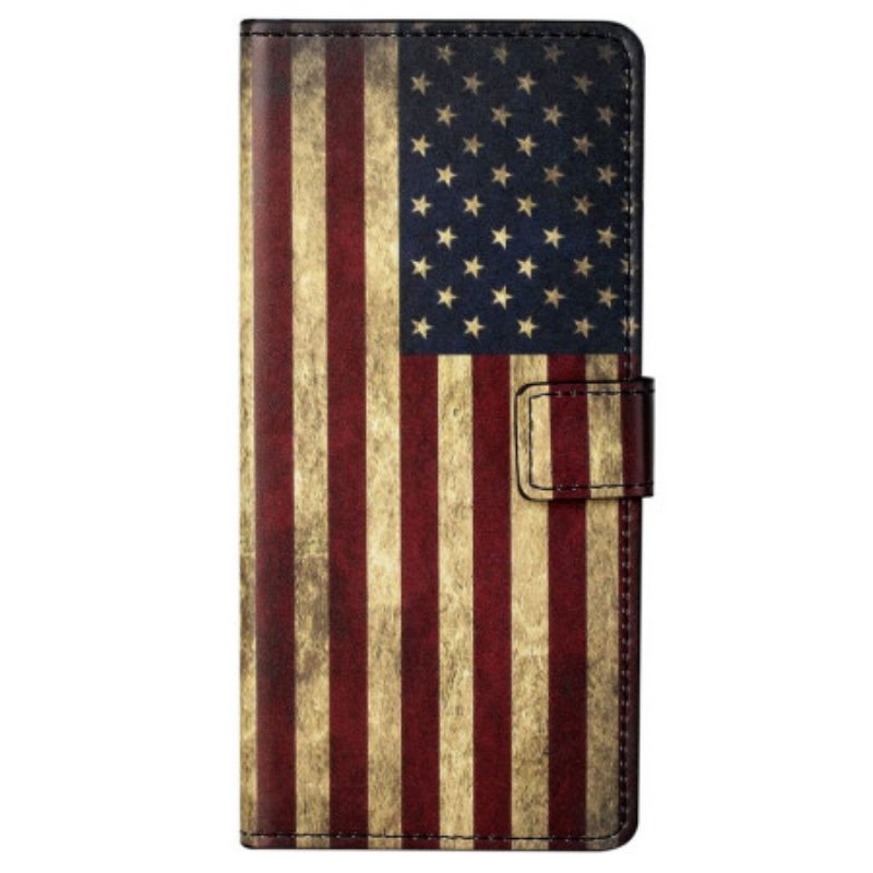 Custodia in pelle Samsung Galaxy S23 Plus 5G Bandiera Americana D'epoca