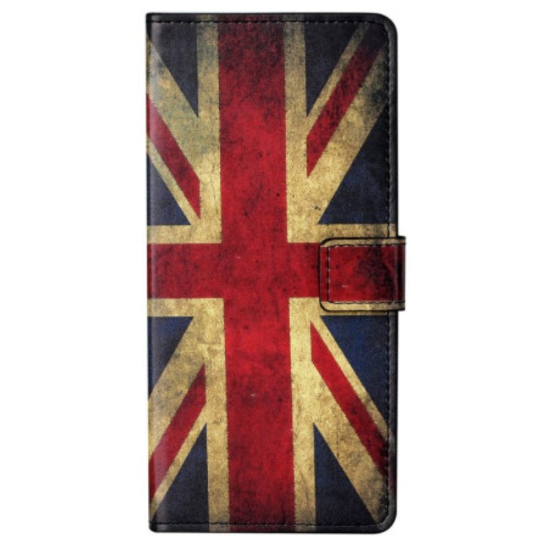 Custodia in pelle Samsung Galaxy S23 Plus 5G Bandiera Inglese D'epoca