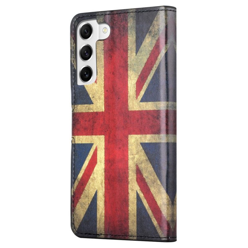 Custodia in pelle Samsung Galaxy S23 Plus 5G Bandiera Inglese D'epoca