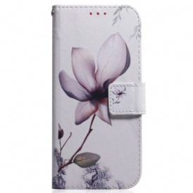 Custodia in pelle Samsung Galaxy S23 Plus 5G Fiore Rosa