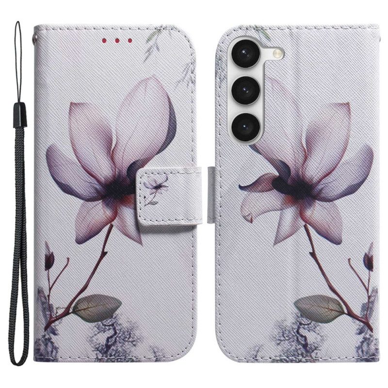 Custodia in pelle Samsung Galaxy S23 Plus 5G Fiore Rosa