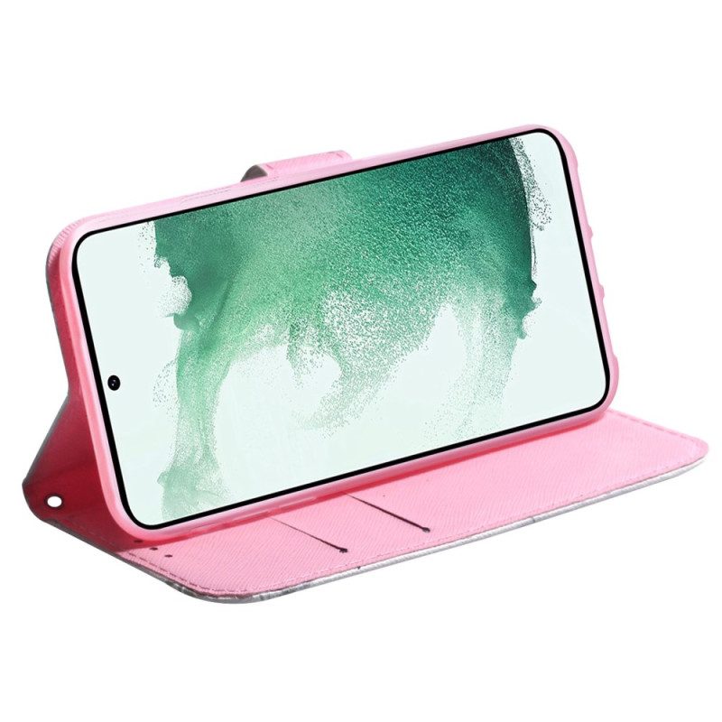 Custodia in pelle Samsung Galaxy S23 Plus 5G Fiore Rosa