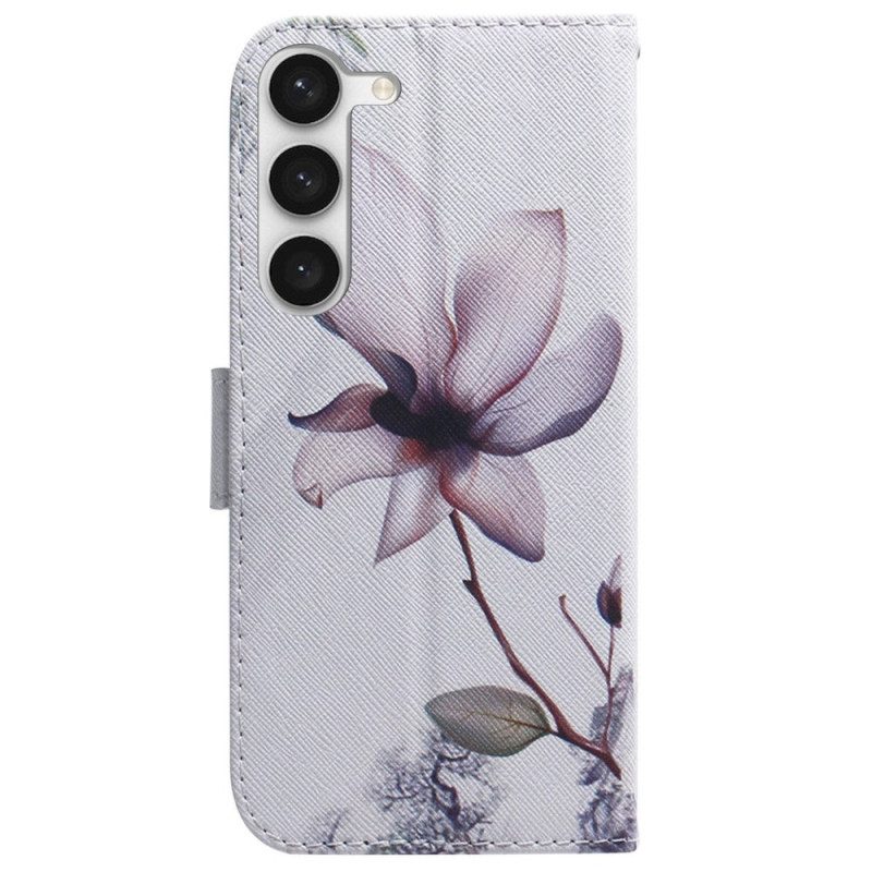 Custodia in pelle Samsung Galaxy S23 Plus 5G Fiore Rosa