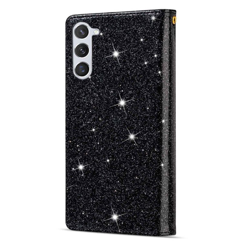 Custodia in pelle Samsung Galaxy S23 Plus 5G Portafoglio Portafoglio Con Paillettes