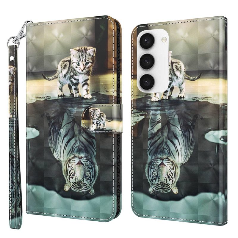 Custodia in pelle Samsung Galaxy S23 Plus 5G Sogno Di Gattino Strappy