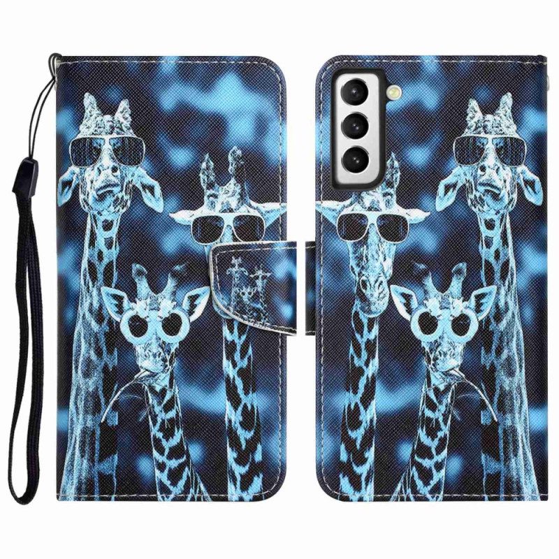 Custodia in pelle Samsung Galaxy S23 Plus 5G Solo Giraffe Con Cinghie