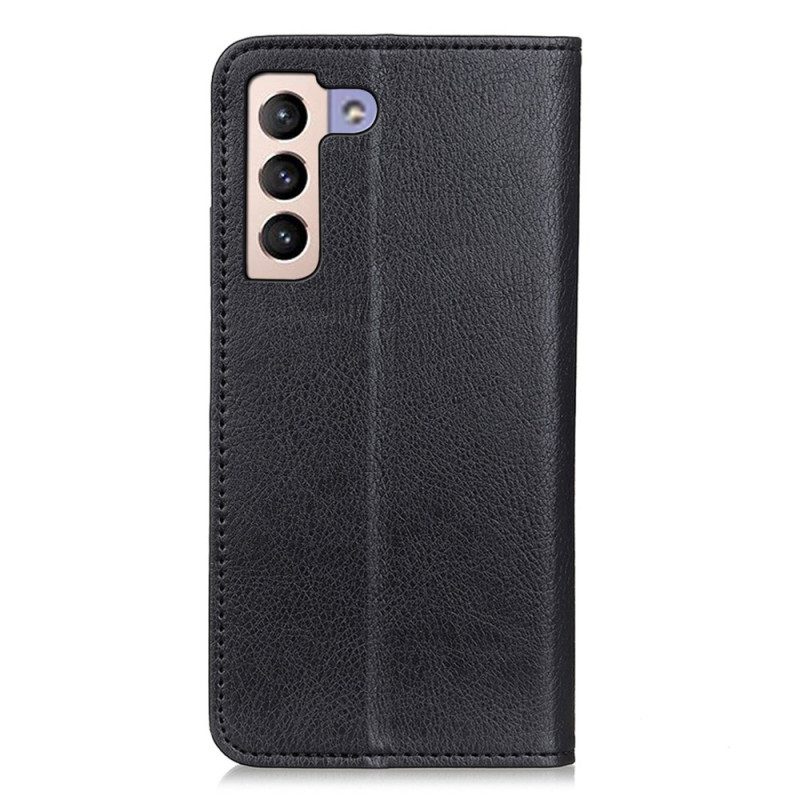 Folio Cover Samsung Galaxy S23 Plus 5G Custodia in pelle Crosta Di Cuoio Litchi