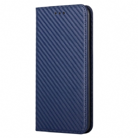 Folio Cover Samsung Galaxy S23 Plus 5G Custodia in pelle Stile In Fibra Di Carbonio Con Cinturino