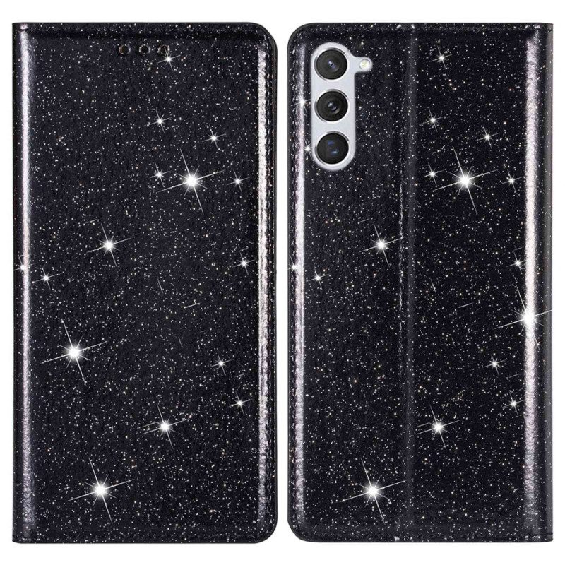 Folio Cover Samsung Galaxy S23 Plus 5G Custodia in pelle Stile Paillettes