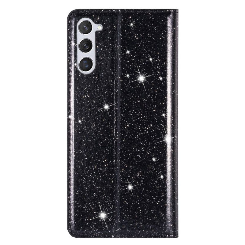 Folio Cover Samsung Galaxy S23 Plus 5G Custodia in pelle Stile Paillettes