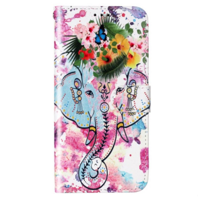 Folio Cover Samsung Galaxy S23 Plus 5G Elefante Tribale Con Cinturino