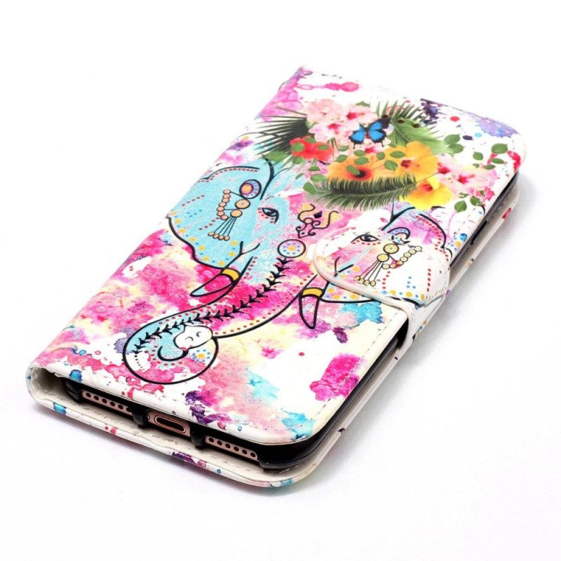 Folio Cover Samsung Galaxy S23 Plus 5G Elefante Tribale Con Cinturino