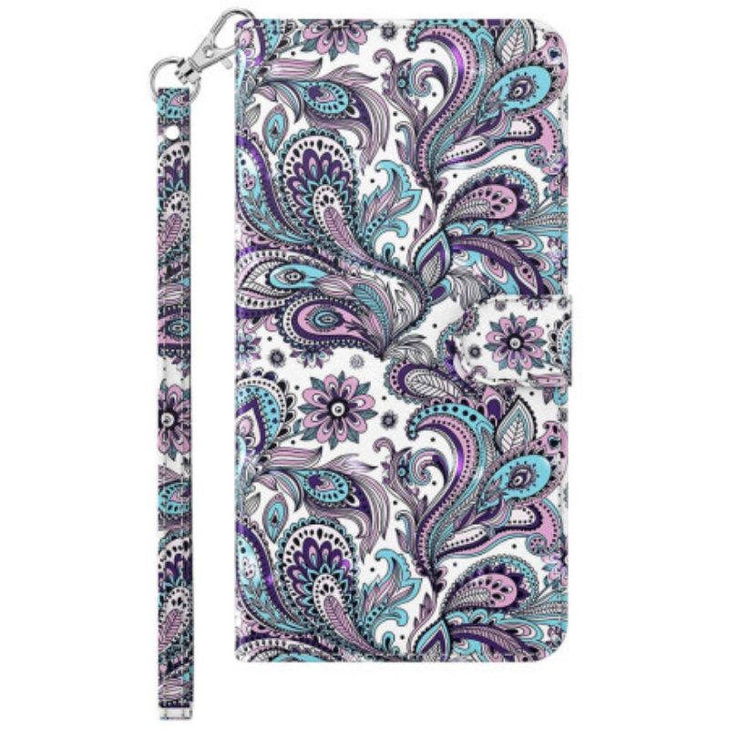 Folio Cover Samsung Galaxy S23 Plus 5G Motivo Paisley Con Spalline