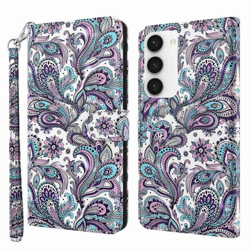 Folio Cover Samsung Galaxy S23 Plus 5G Motivo Paisley Con Spalline