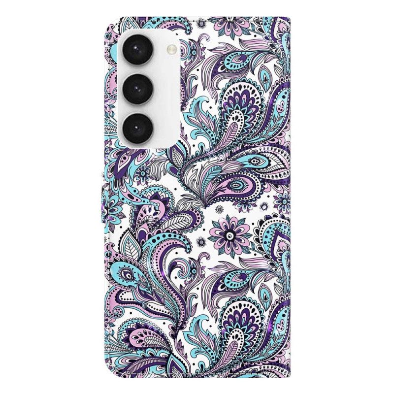 Folio Cover Samsung Galaxy S23 Plus 5G Motivo Paisley Con Spalline