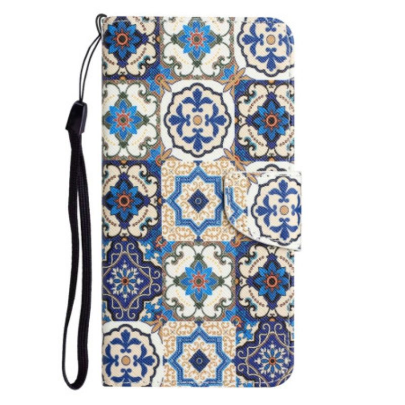 Folio Cover Samsung Galaxy S23 Plus 5G Patchwork Con Spalline