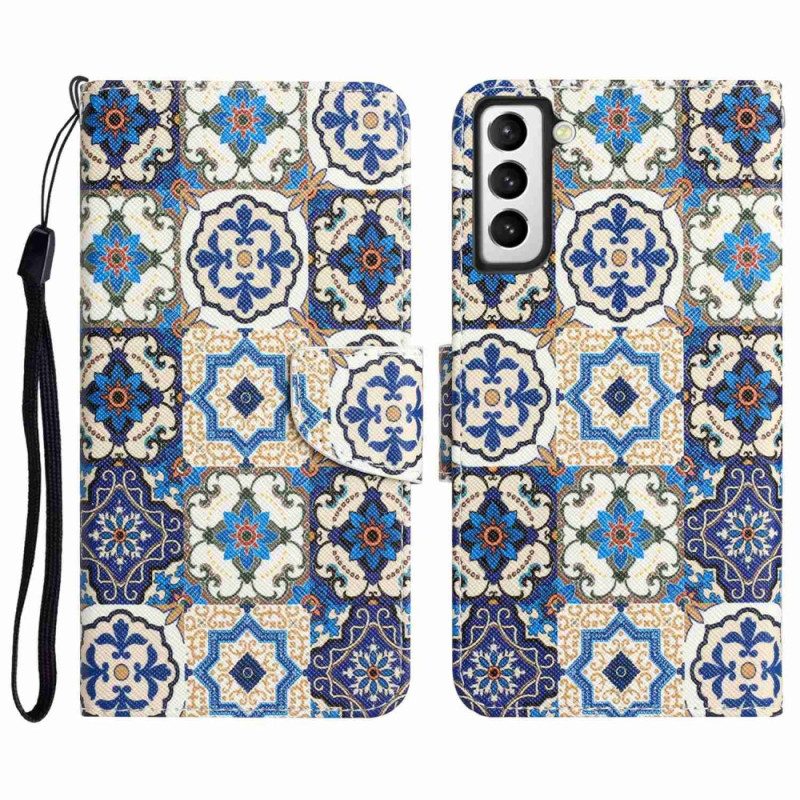 Folio Cover Samsung Galaxy S23 Plus 5G Patchwork Con Spalline